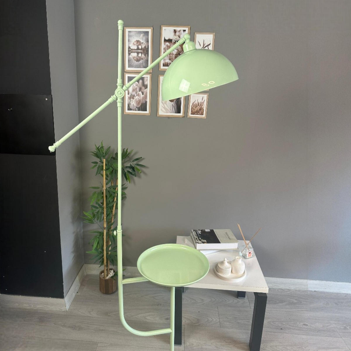 STEHLAMPE Raxon - Mintgrün, Metall (30/30/165cm) - Bamyum
