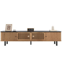 TV ormarić 190/35/45 cm boja hrasta od MDF-a i iverice s kliznim i rešetkastim vratima - smeđa, drvni materijal (190/45/35cm) - OKWISH
