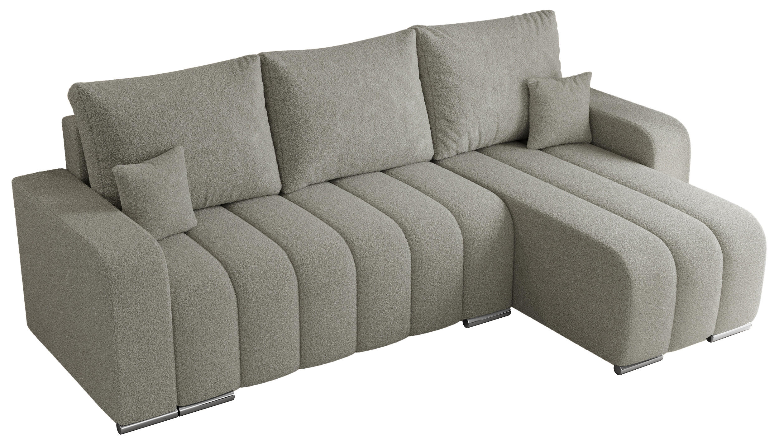ECKSOFA KIRASSO L Hellgrau Boucle - Hellgrau/Grau, Textil (245/147cm) - MKS