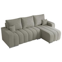 ECKSOFA KIRASSO L Hellgrau Boucle - Hellgrau/Grau, Textil (245/147cm) - MKS