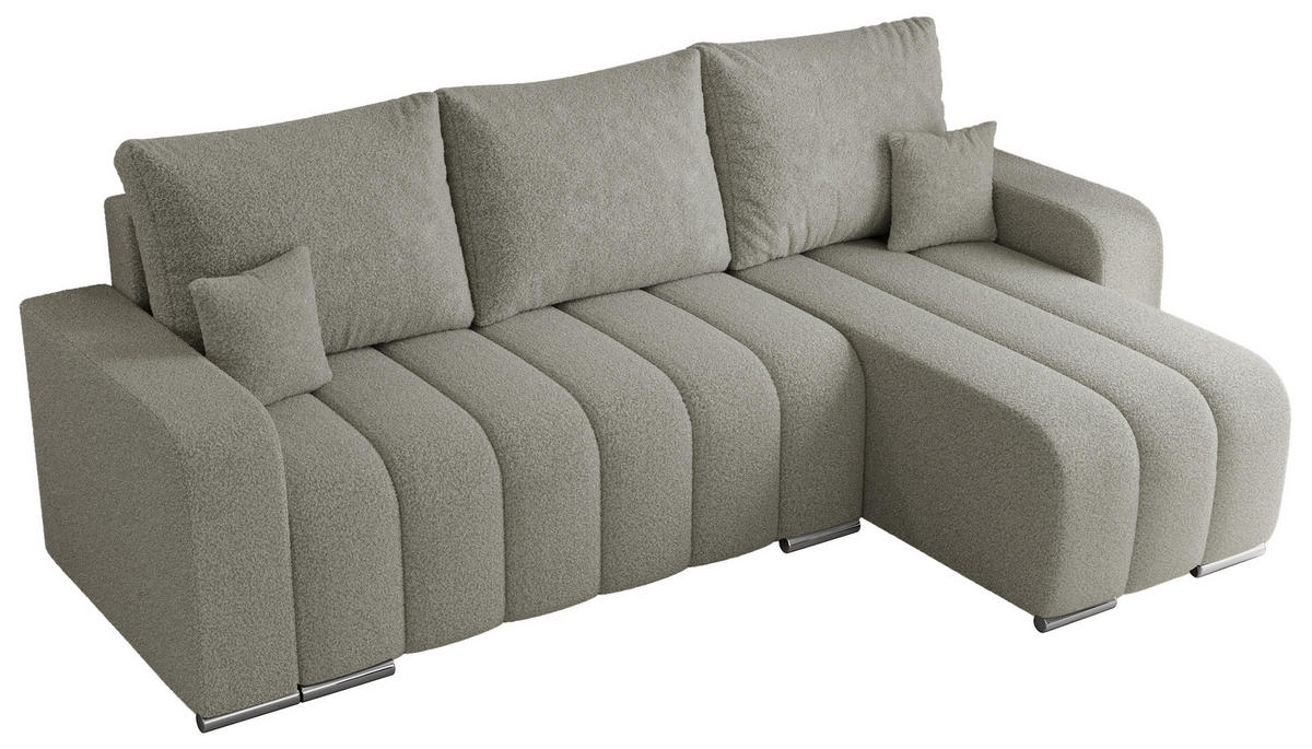 ECKSOFA KIRASSO L Hellgrau Boucle - Hellgrau/Grau, Textil (245/147cm) - MKS
