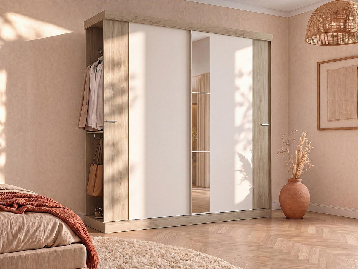 KLEIDERSCHRANK - 231 cm x 51.8 cm - Holz, Platte - Naturfarben Hell - ADALRIK - Naturfarben, Holz (231/219/51.8cm) - Vente-Unique
