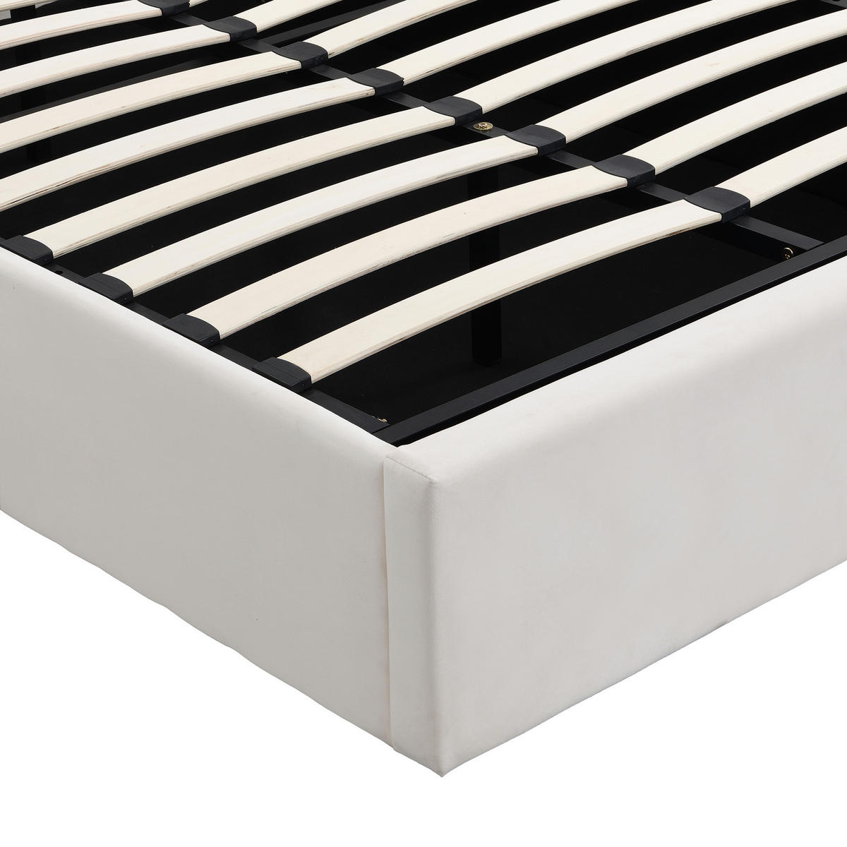 POLSTERBETT 180x200 Hydraulik 3 Schubladen Stauraum Samt Beige - Beige, Textil (180/200cm) - FLIEKS