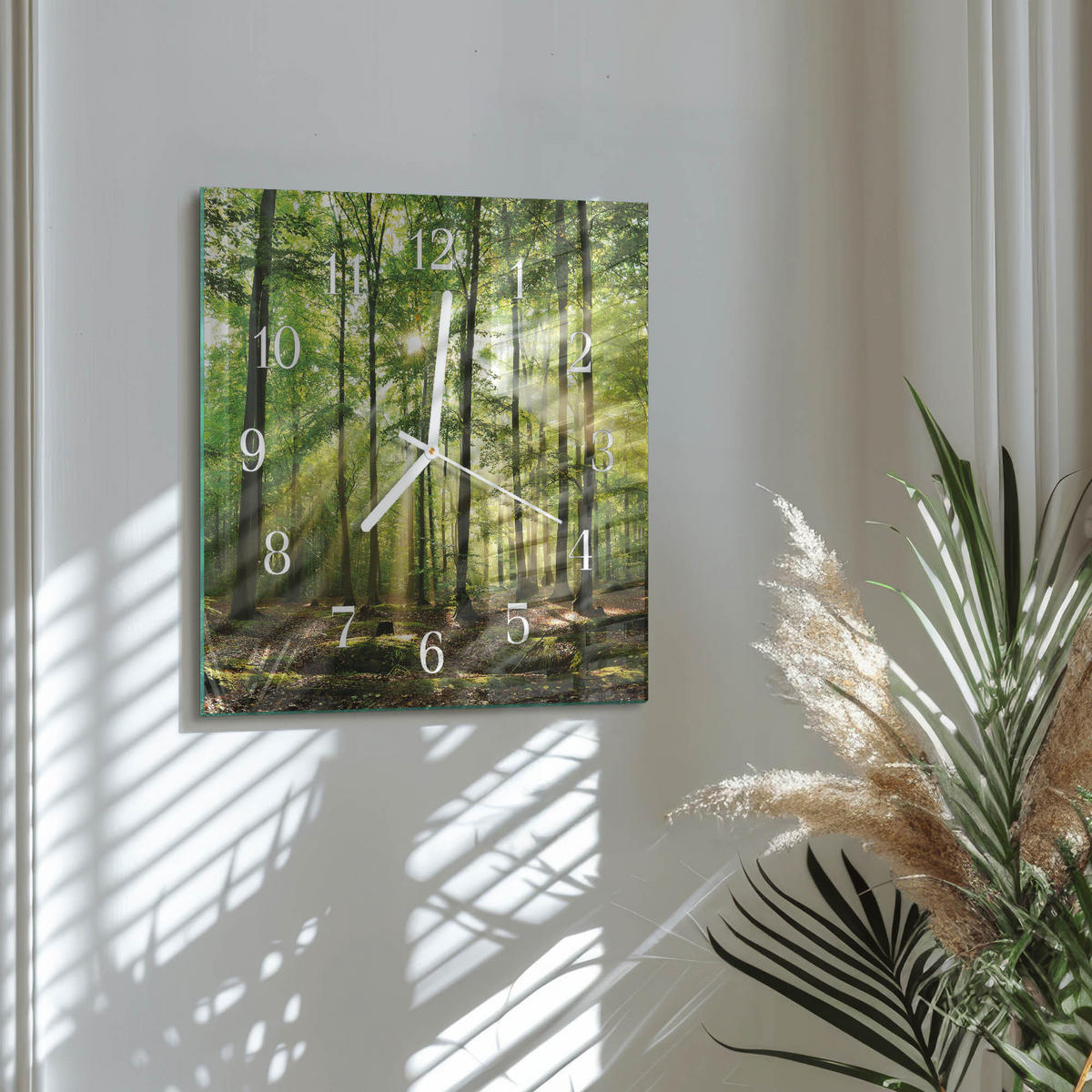 WANDUHR 30x30 cm - Waldnatur - Grün, Glas (30/30/0.4cm) - TULUP