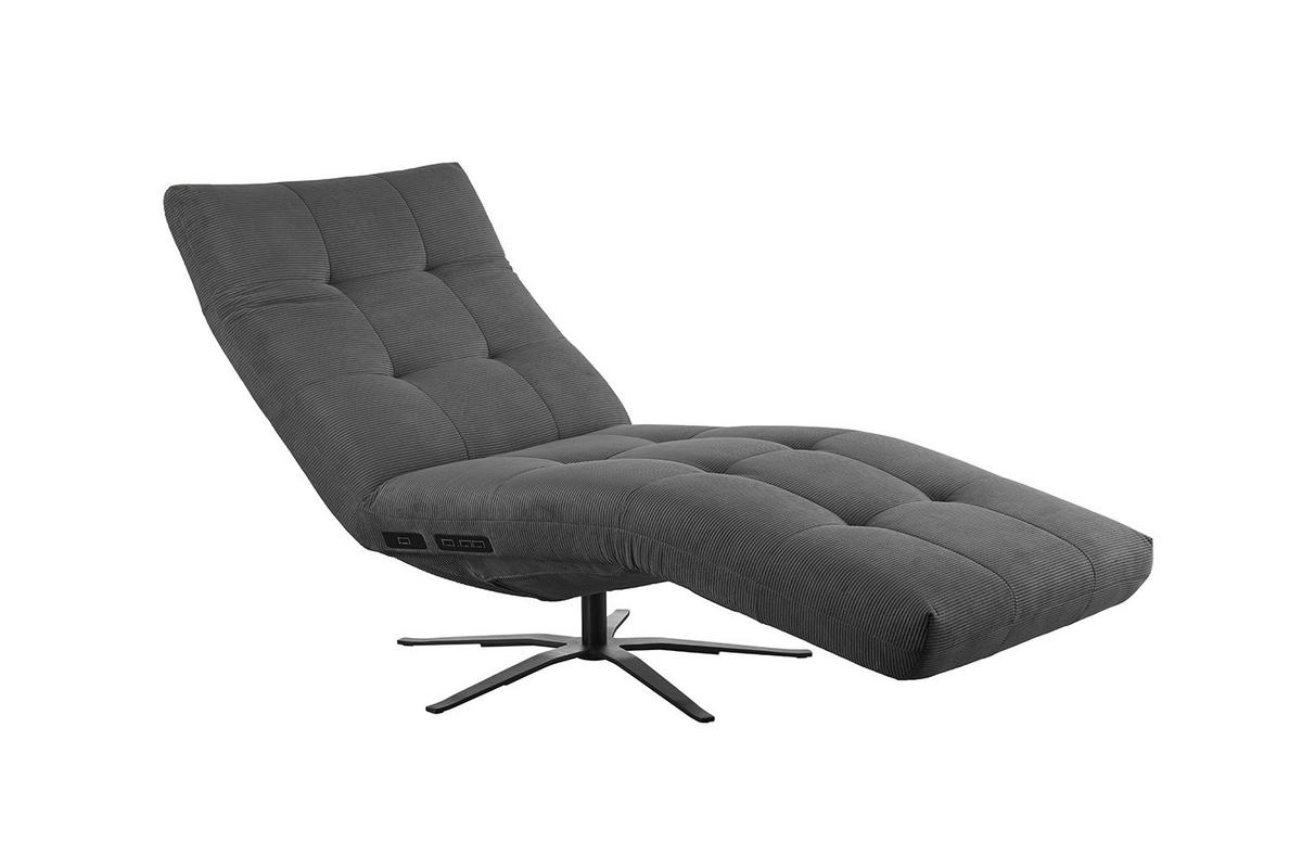 RELAXLIEGE LETICIA Anthrazit Cord - Anthrazit/Schwarz, Textil/Metall (82/115/156cm) - KAWOLA