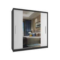 SCHWEBETÜRENSCHRANK Verona ME, Schwarz/Weiß Matt, 158 cm, mit Spiegel - Weiß, Holz (158/216/60cm) - B BELINI GROUP