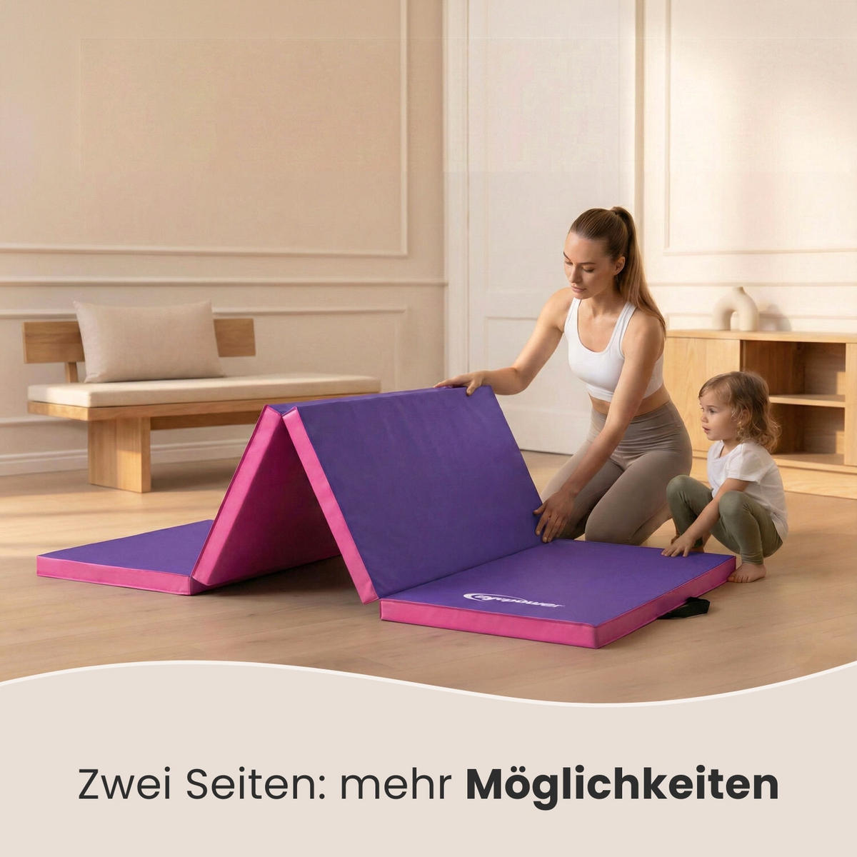 GYMNASTIKMATTE zum Wenden - 180/60/5 cm Faltbare Turnmatte - Pink/Lila, Kunststoff (60/180cm) - eyepower