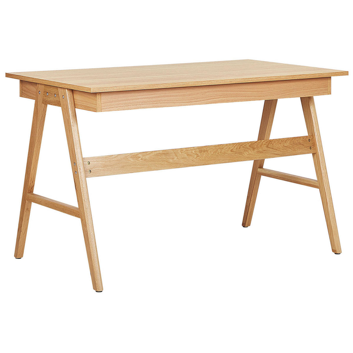 SCHREIBTISCH heller Holzfarbton 120/70/75 cm Sheslay - Hellgrau, Holzwerkstoff (70/120/75cm) - Beliani