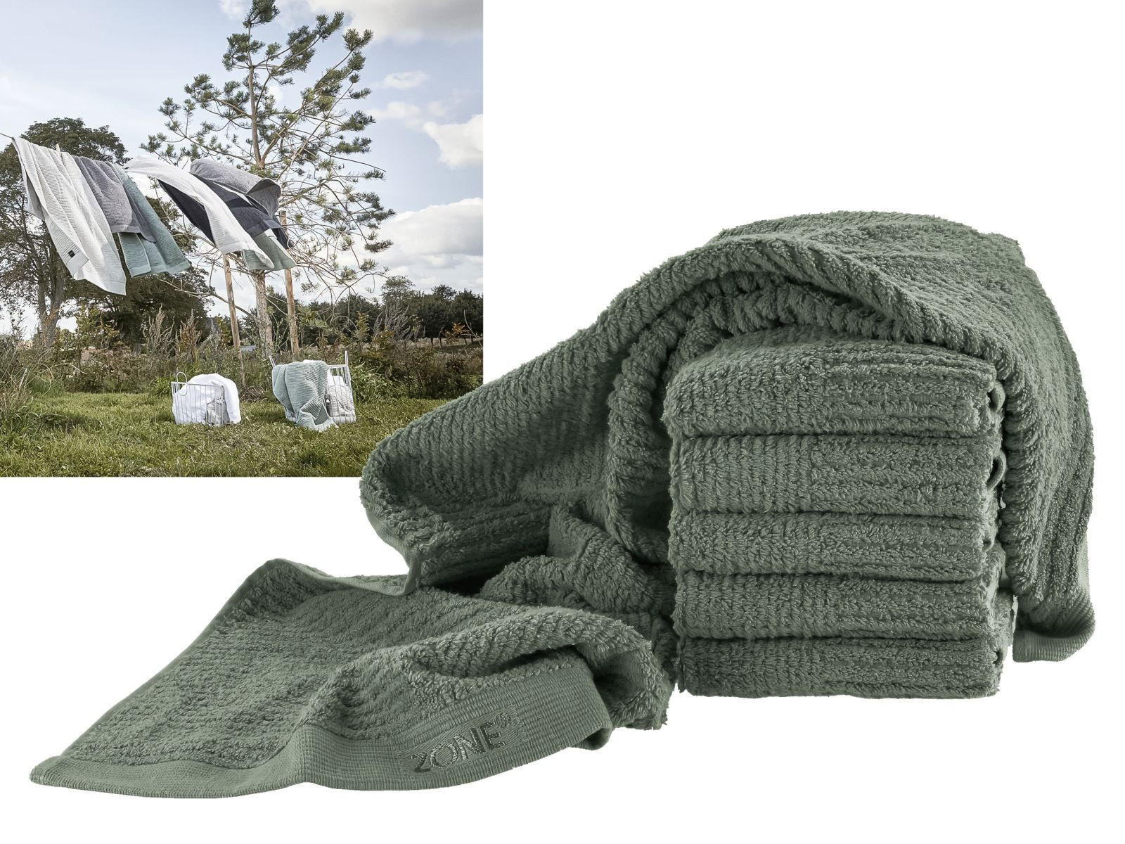 HANDTUCH Classic olive green 50/100 cm - Olivgrün, Textil (50/100cm) - Zone Denmark