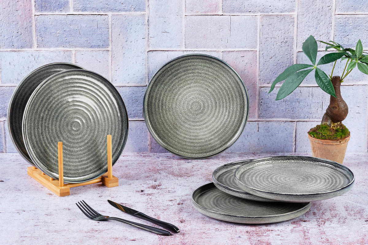 TELLER Zen Ø22cm - 6er-Set - Naturfarben - Grau, Keramik (22cm) - Björn