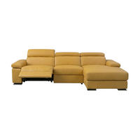 ECKSOFA Plutone Echtleder mit 1 x Relaxfunktion Senfgelb - Gelb, Leder/Metall (165/286cm)
