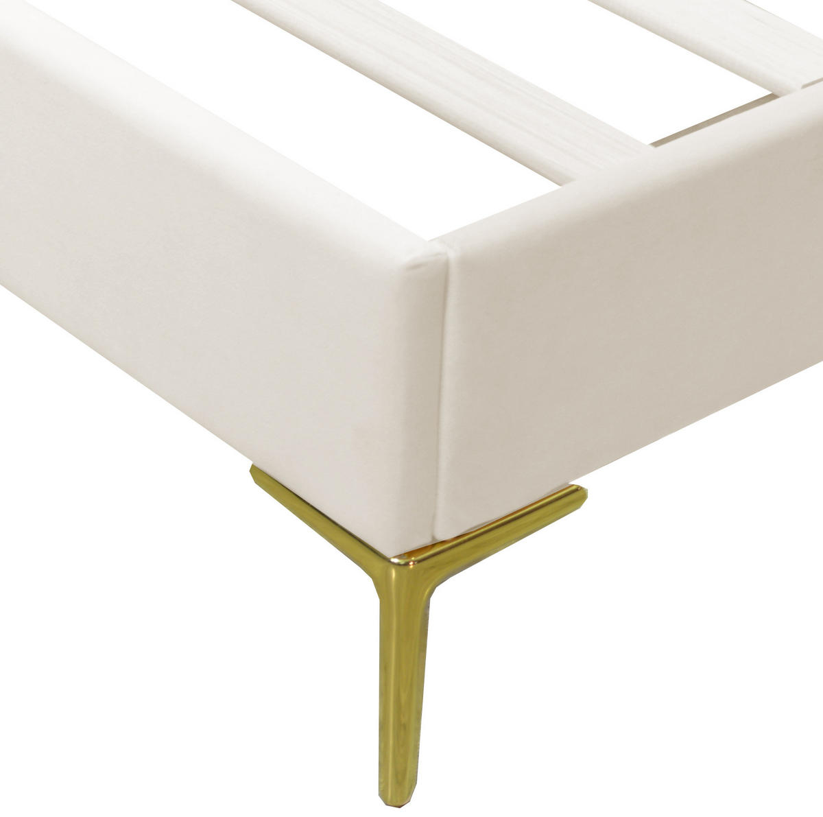 POLSTERBETT mit verstellbarem Kopfteil 140x200 cm Samt Beige - Beige, Metall (140/200cm) - Meubliv
