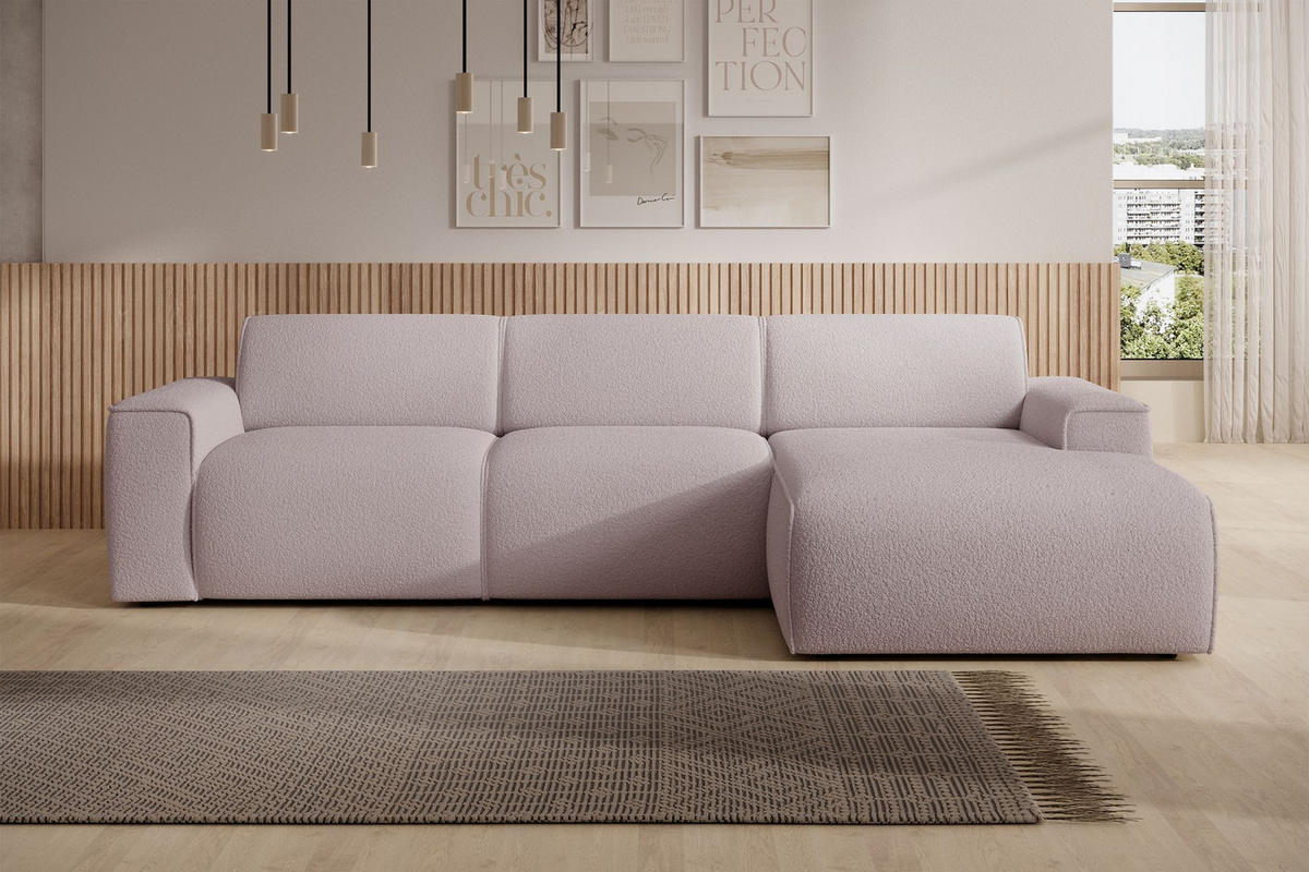 ECKSOFA Bouvi Beige rechts - Beige/Schwarz, Kunststoff/Textil (165/310cm) - Selsey