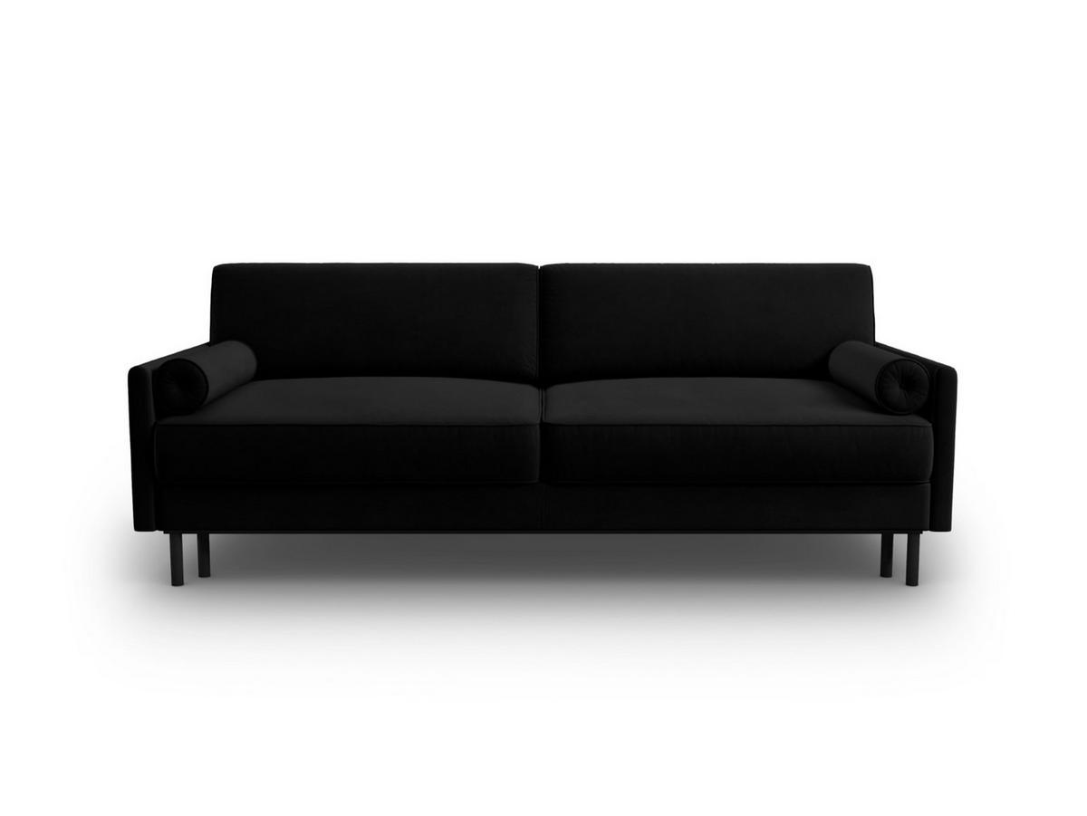 AUSKLAPPBARES-SOFA mit Bettkasten Scott aus Samt schwarz 3 Sitzplätze - Schwarz, Textil (97/87/212cm) - Micadoni