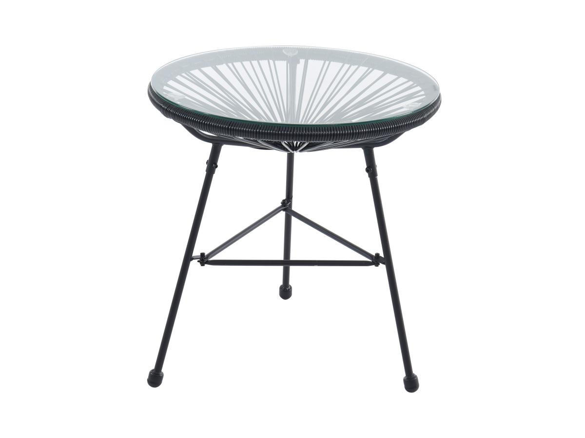 GARTENBEISTELLTISCH - 2 Personen-Sitzer - Harz, Glas - Schwarz - - Schwarz, Glas (50/50/50cm) - Vente-Unique