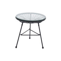 GARTENBEISTELLTISCH - 2 Personen-Sitzer - Harz, Glas - Schwarz - - Schwarz, Glas (50/50/50cm) - Vente-Unique