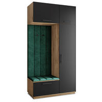 GARDEROBENSCHRANK REMA 120/240/60 cm Modern Garderobe-Set Eiche Wotan - Eiche Wotan/Schwarz, Holzwerkstoff (120/240/60cm) - MASSENO