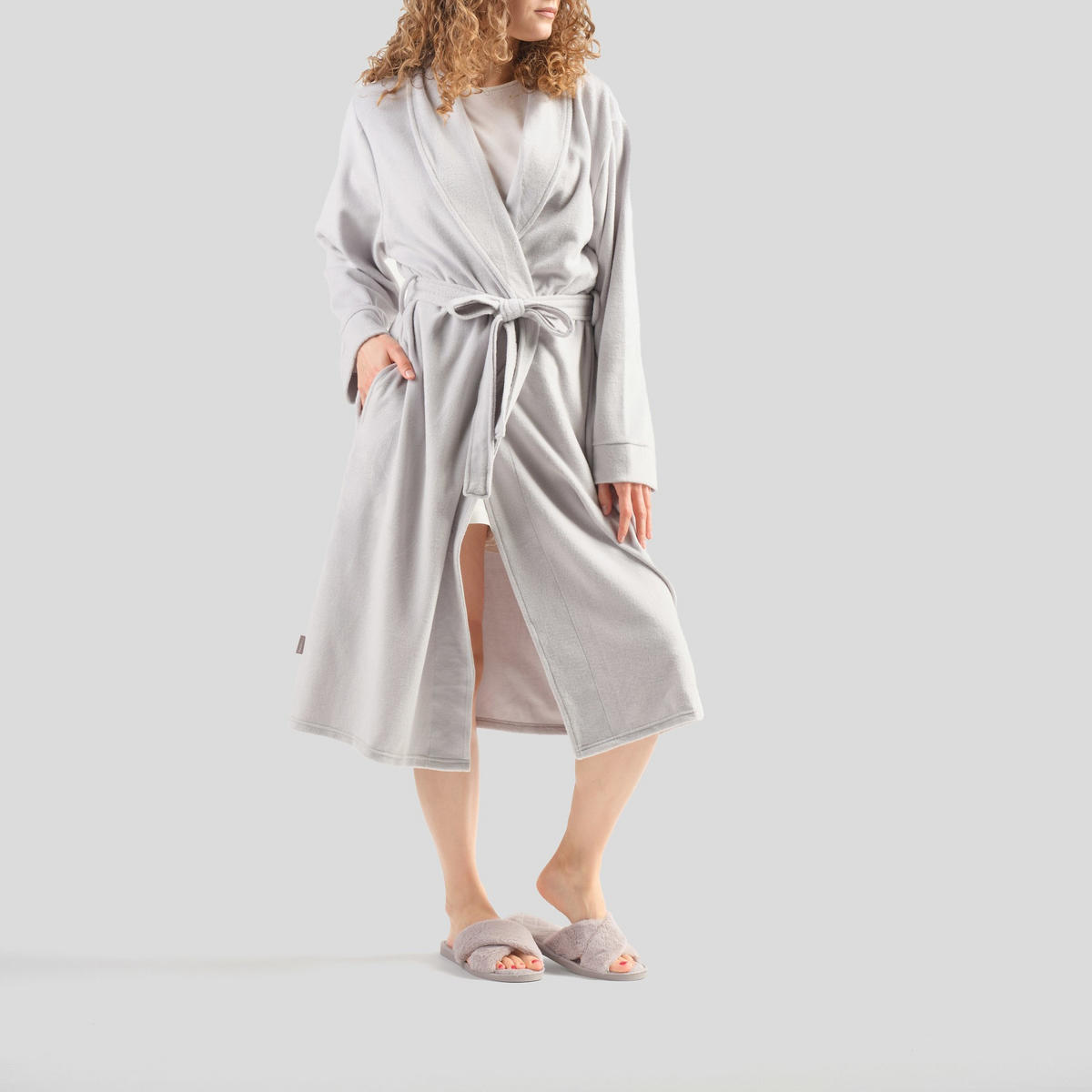 BADEMANTEL MIT BAUMWOLLE Polina - Hellgrau, Textil (Einheitsgrößenull) - home&you