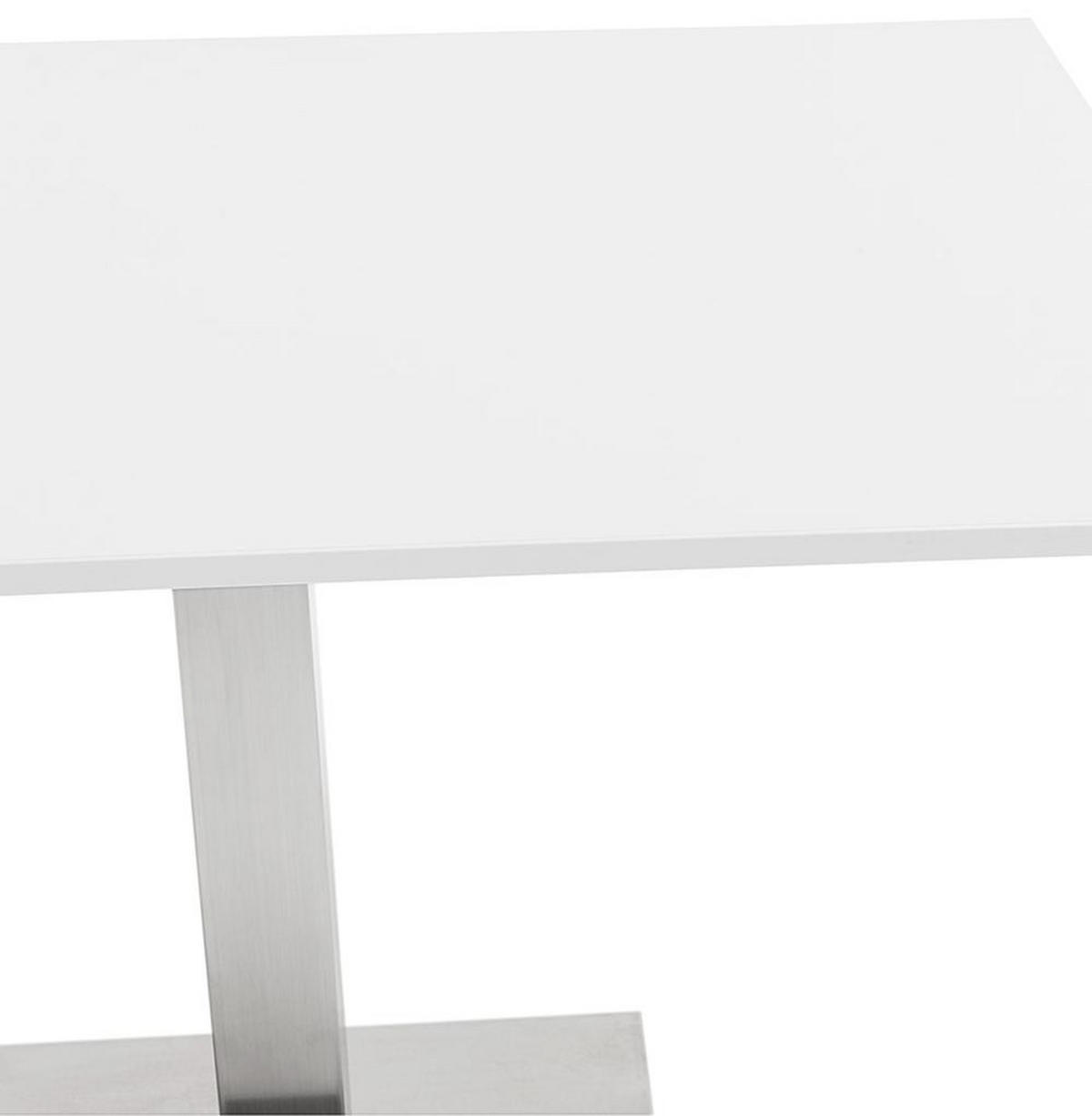 DESIGNER-STEHTISCH Holzplatte und gebürsteter Stahl KORALO BAR, Weiß 160x80x100 cm - Silberfarben/Weiß, Holzwerkstoff/Metall (160/100/80cm) - KADIMA DESIGN