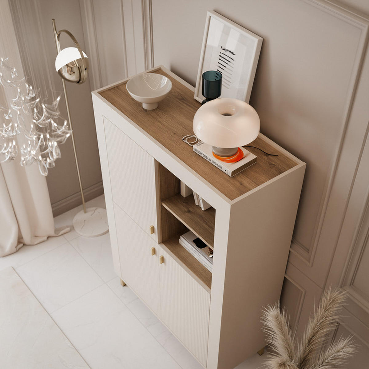 HIGHBOARD AVENA 97/40/136 cm, Kaschmir / Eiche - Kaschmir, Holzwerkstoff/Kunststoff (97/136/40cm) - Idohome