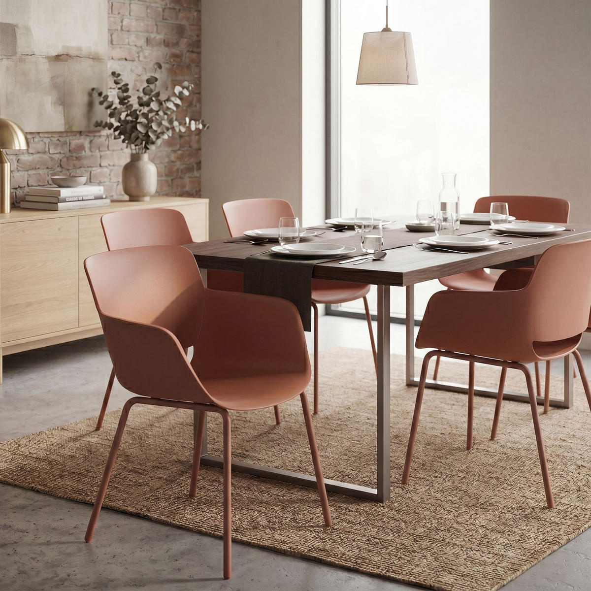 STUHL Kunststoff Terracotta - Dunkelorange, Kunststoff/Metall (58/80/54cm) - CLP