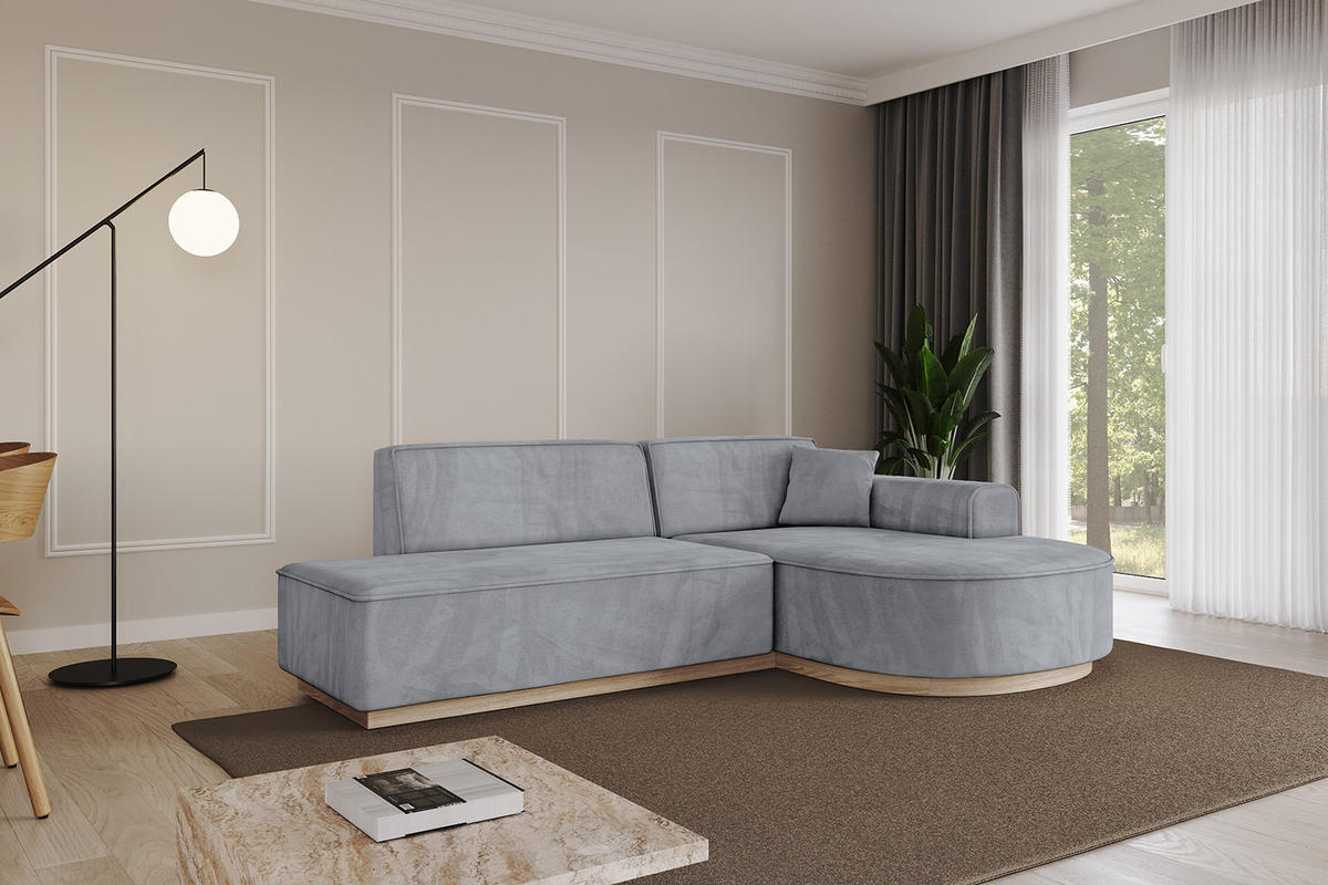 ECKSOFA Ottomane Rechts ARRIO-L1 - 243x171x83 cm Hellgrau - Grau, Holzwerkstoff/Textil (243/171cm) - ALTDECOR