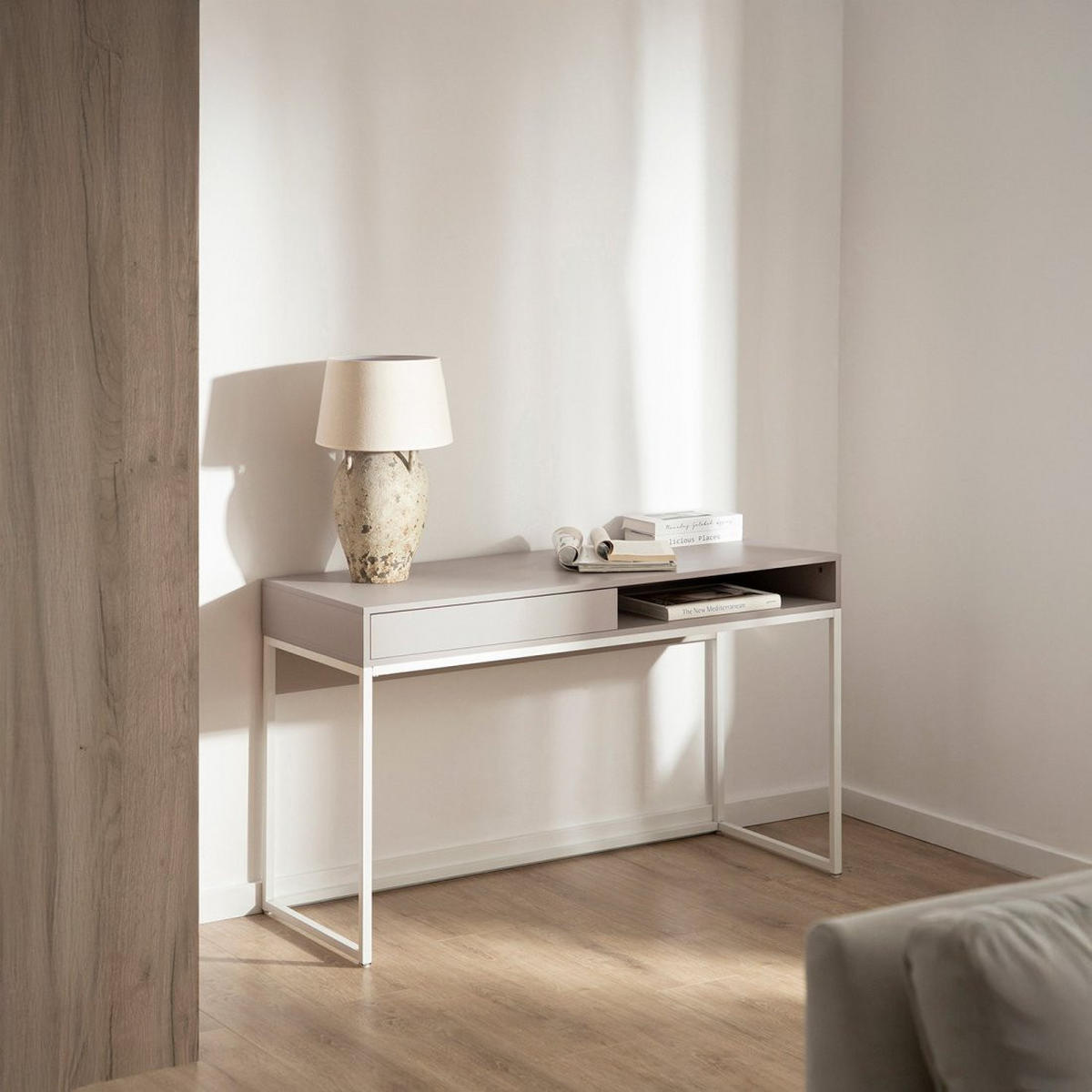 SCHREIBTISCH Aidan Grau 120 cm x 78 cm - Grau, Holzwerkstoff (50/120/78cm) - Klast Home