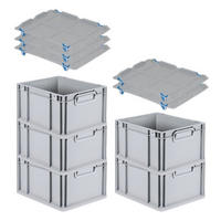 EUROBOX 5x Nextgen Economy Mit Auflagedeckel Grau/Blau Griffe Geschlossen 20 Liter - Blau, Kunststoff (30/22/40cm) - PROREGAL