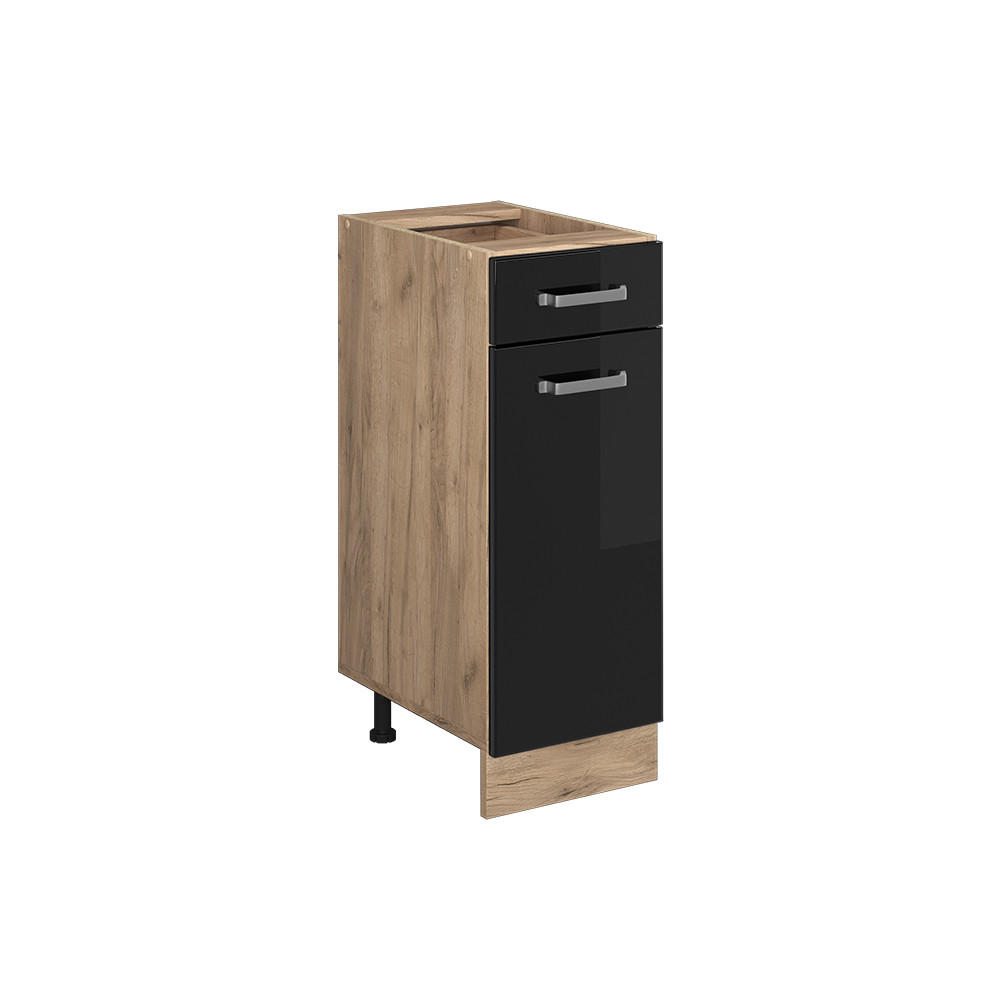 KÖKSUNDERSKÅP R-Line Svart högblank 30 cm utan bänkskiva Svart högglans, Honungsek 81.6/30/46 cm