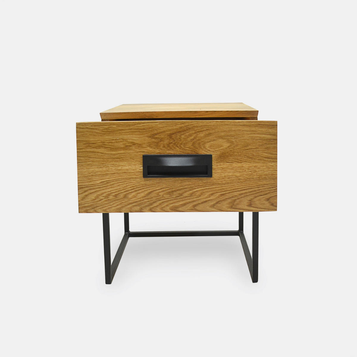 EICHEN-NACHTTISCH im Loft-Stil mit einer Schublade für das Schlafzimmer WALT II - Eichefarben, Holz (40/48/35cm) - Rawood Furniture