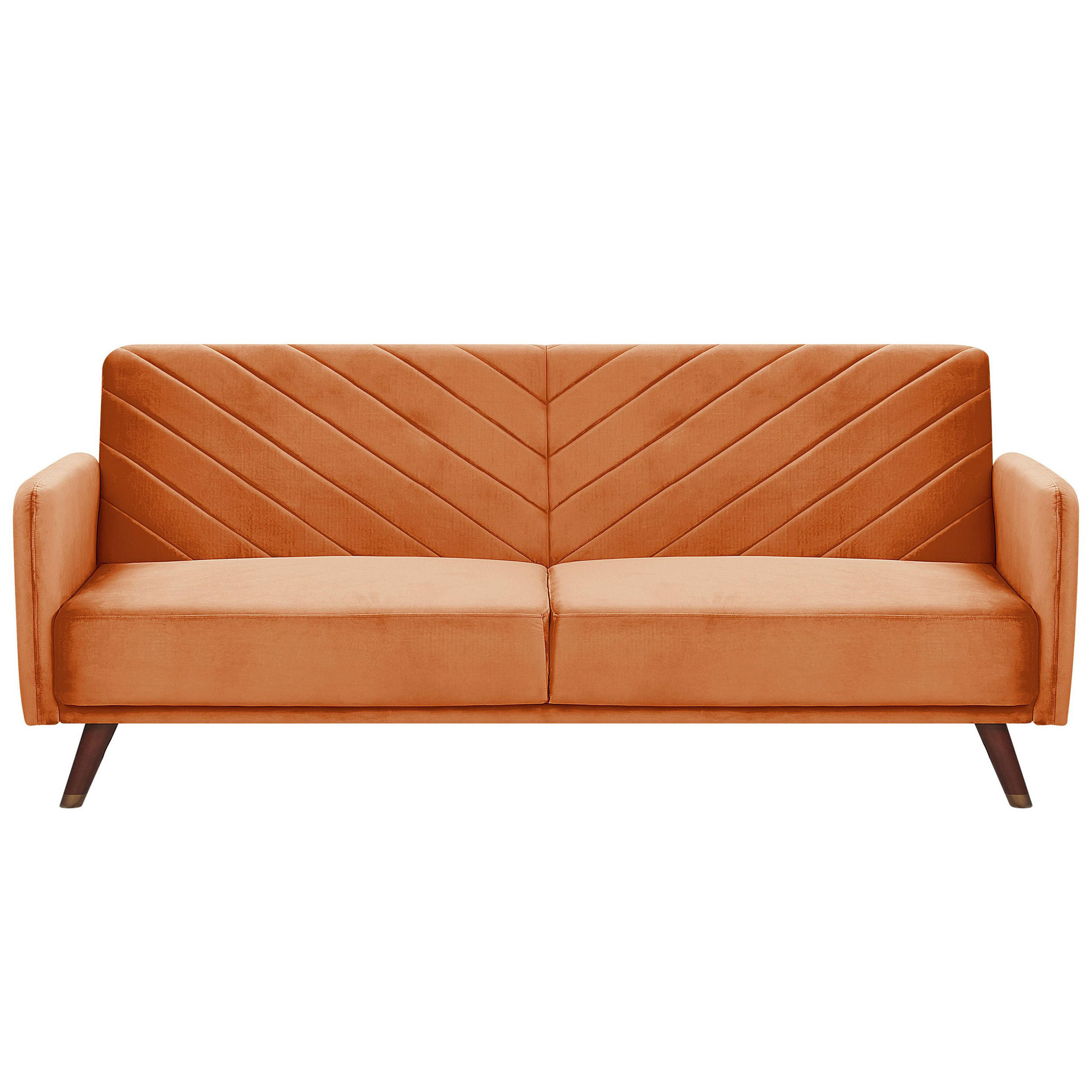 3-SITZER-SCHLAFSOFA Samtstoff Orange Senja - Orange, Textil (200/87/95cm) - Beliani