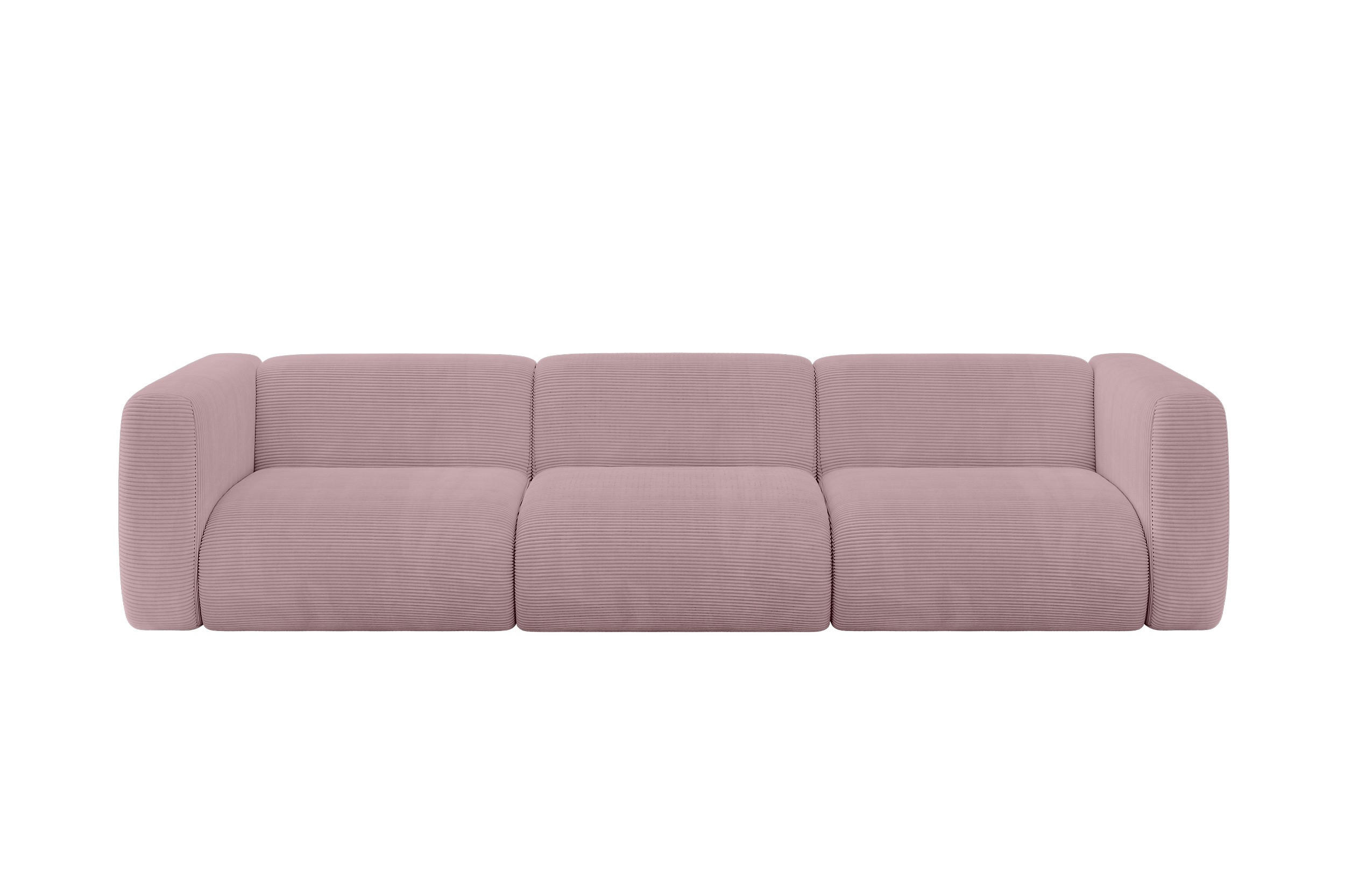 MODULARES Sofa 3-SITZER MIRA-S2 319x89x70 Rosa cm Cord - Schwarz/Rosa, Holzwerkstoff/Kunststoff (319/70/89cm) - ALTDECOR