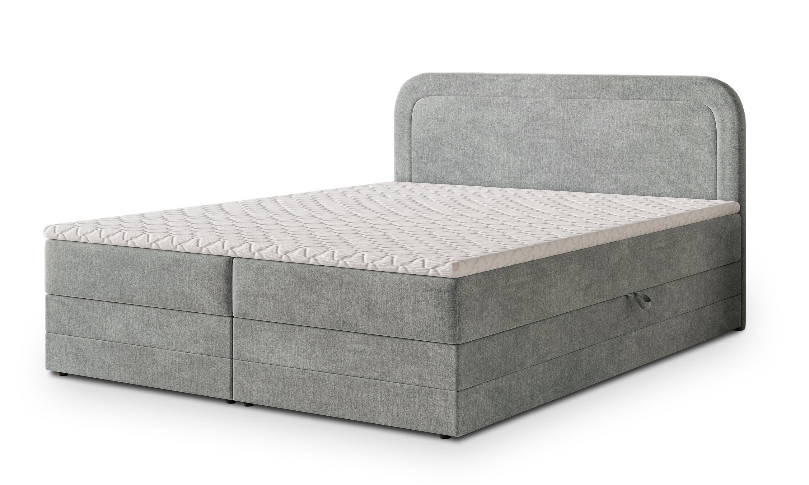 BOXBETT ARMEL 140x200 cm mit Matratze und Topper - Hellgrau - Hellgrau, Holz (140/200cm) - MASSENO