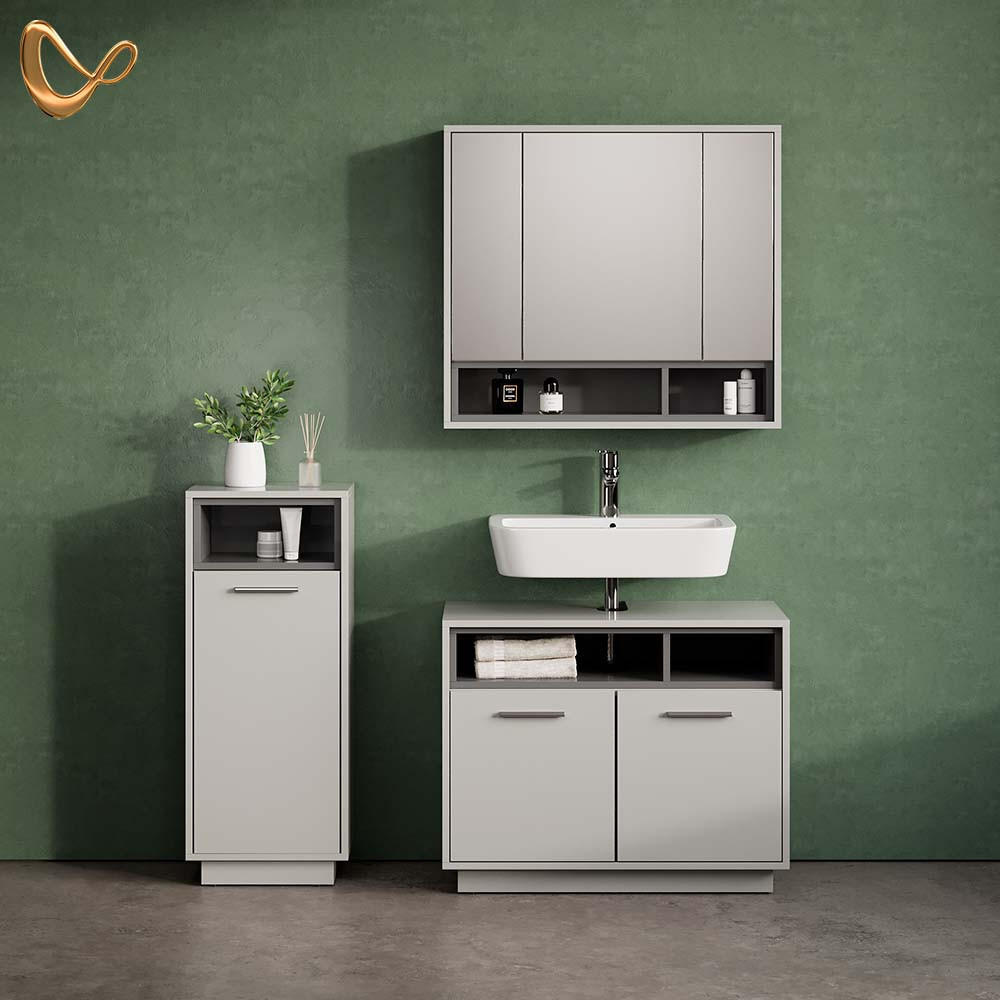 WASCHBECKENUNTERSCHRANK Temo Grau 80 x 64 cm - Grau, Holzwerkstoff (80/64/40cm) - Livinity®