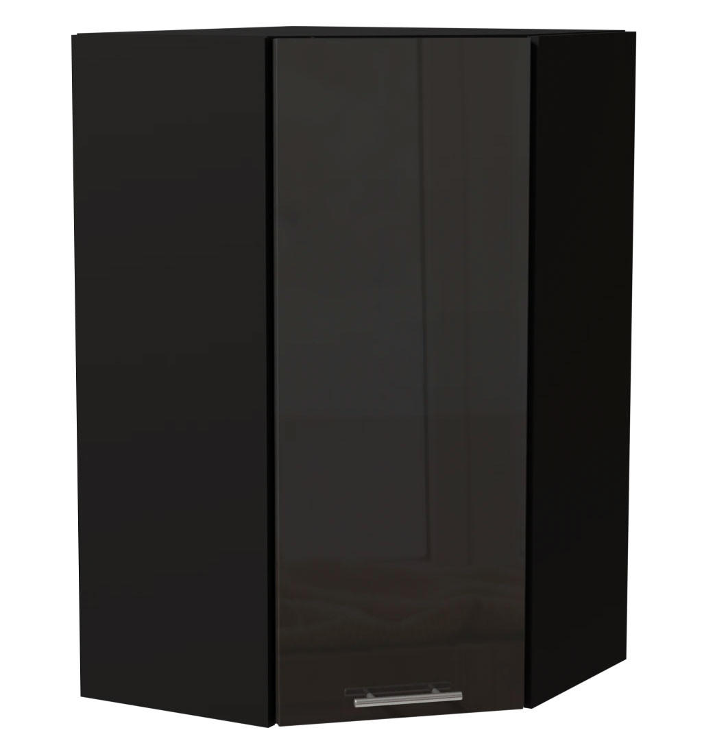 ECK-HÄNGESCHRANK Essen W4/10/60 Graphit Hochglanz / Schwarz Matt 60 / 60 / 96cm - Schwarz/Graphitfarben, Holz/Holzwerkstoff (60/96/60cm) - Feldmann-Wohnen