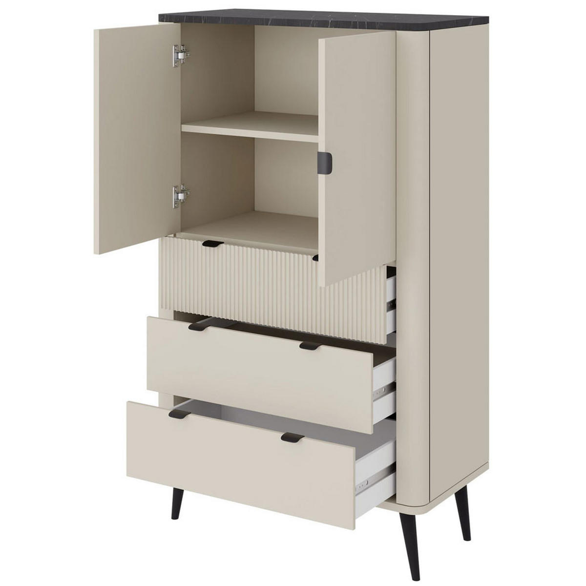 REGAL Marly Kaschmir / Graustein 90 / 40 / 142cm - Kaschmir/Beige, Holz/Holzwerkstoff (90/142/40cm) - Feldmann-Wohnen