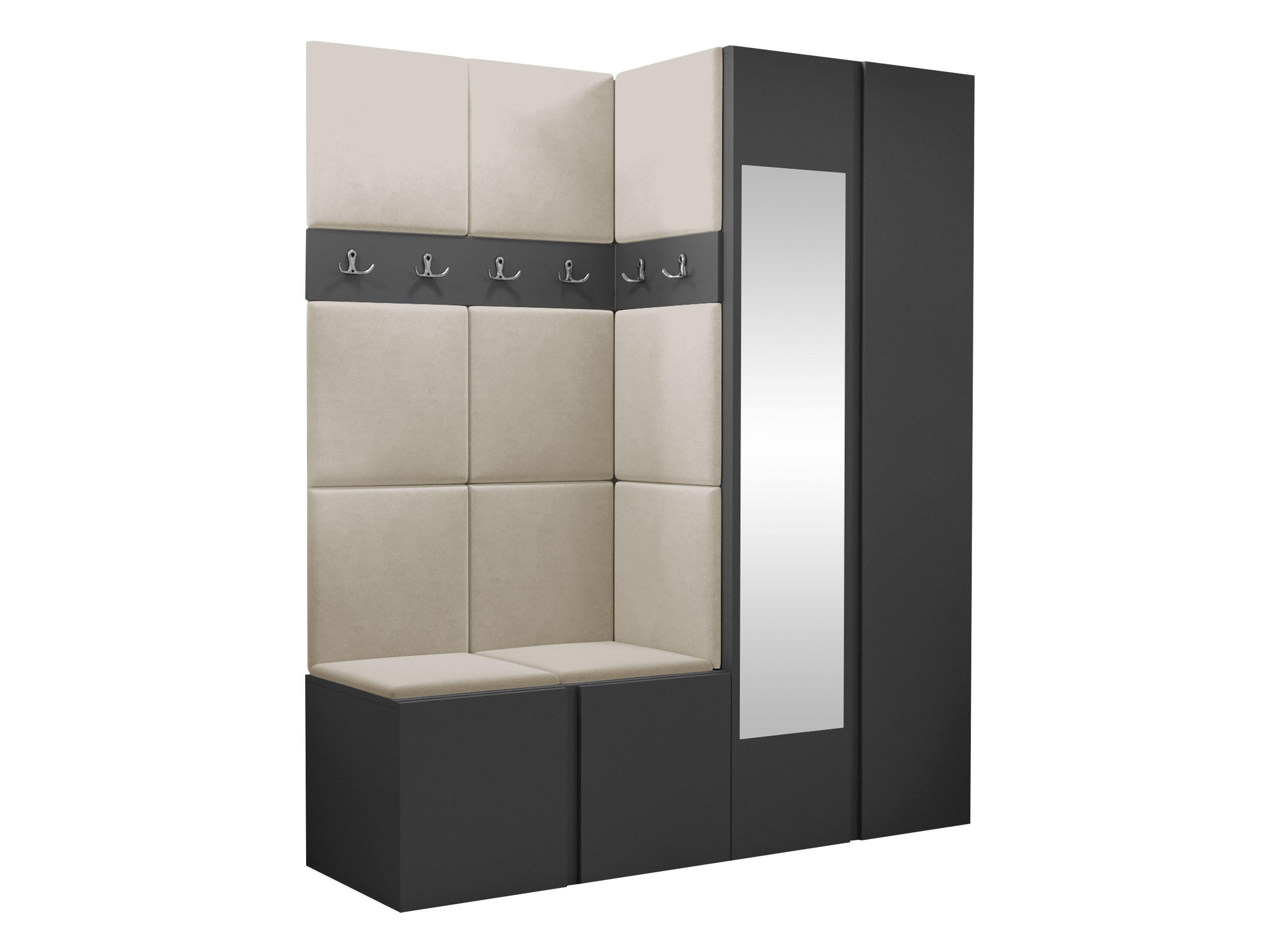GARDEROBEN-SET Orion XII - Beige/Graphitfarben, Holzwerkstoff/Kunststoff (158/186/46cm) - MIRJAN24