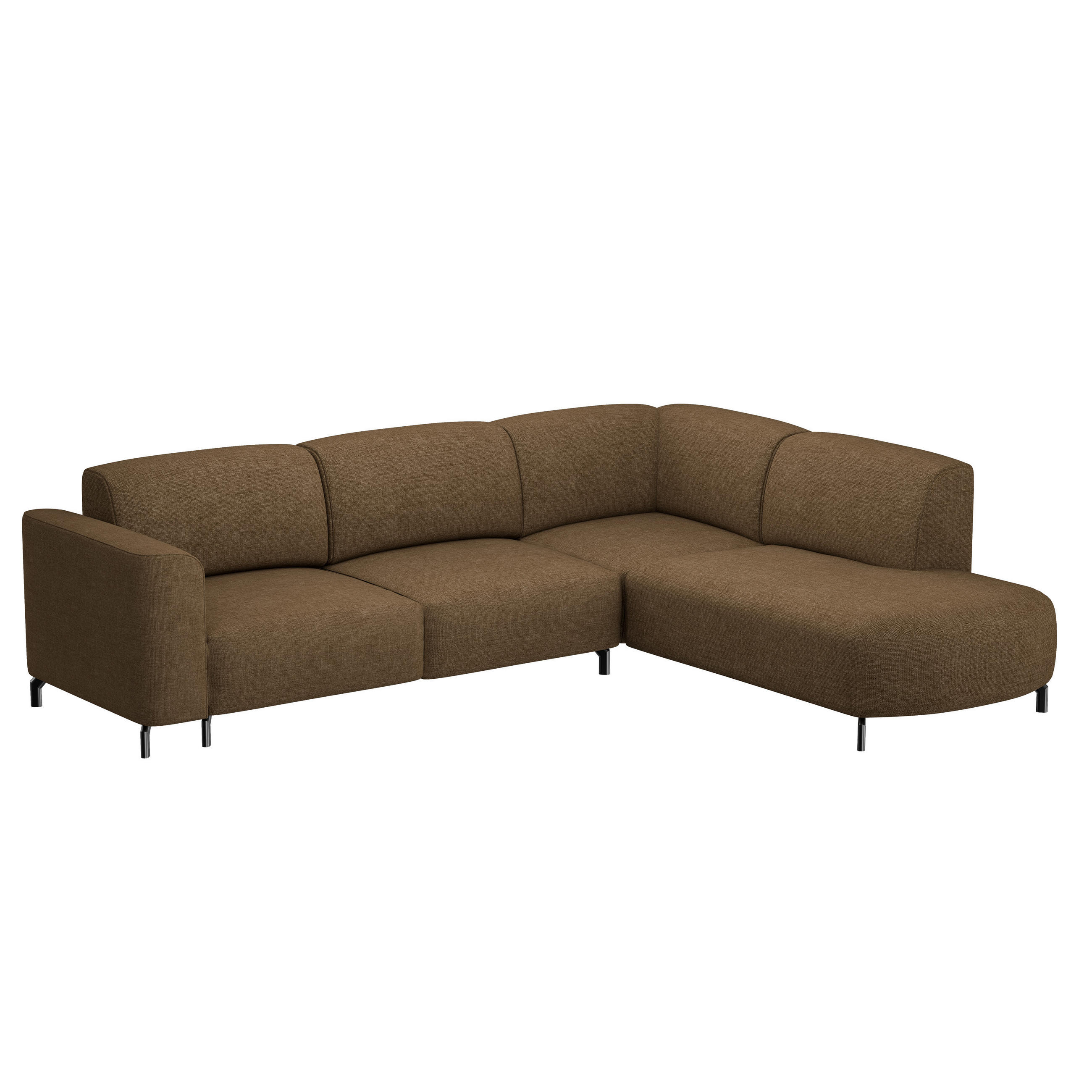 ECKSOFA TORIN Chenille-Stoff in Braun - Braun, Holzwerkstoff/Kunststoff (277/218cm) - Idohome