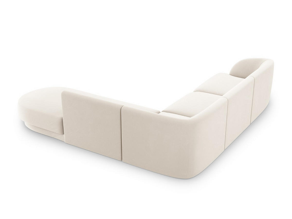 ECKSOFA rechts Miley aus Samt leichtes beige 6 Sitzplätze - Beige, Textil (248/255cm) - Micadoni
