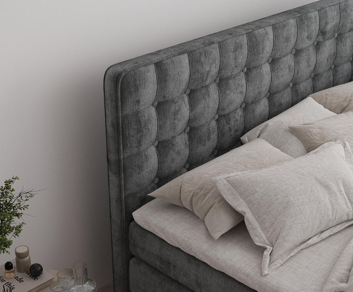 BOXSPRINGBETT Velouria Anthrazit 160/200 cm - Anthrazit/Schwarz, Holz/Holzwerkstoff (160/200cm) - Maison de Reve