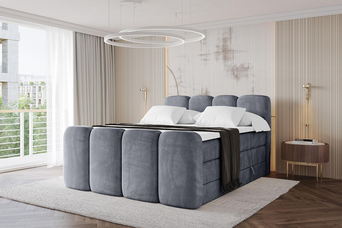 BOXBETT mit Matratze H3|H4 und Lattenrost - NINA-Z KING - 200x200 cm Casablanca - Grau - Anthrazit, Holzwerkstoff (200/200cm)