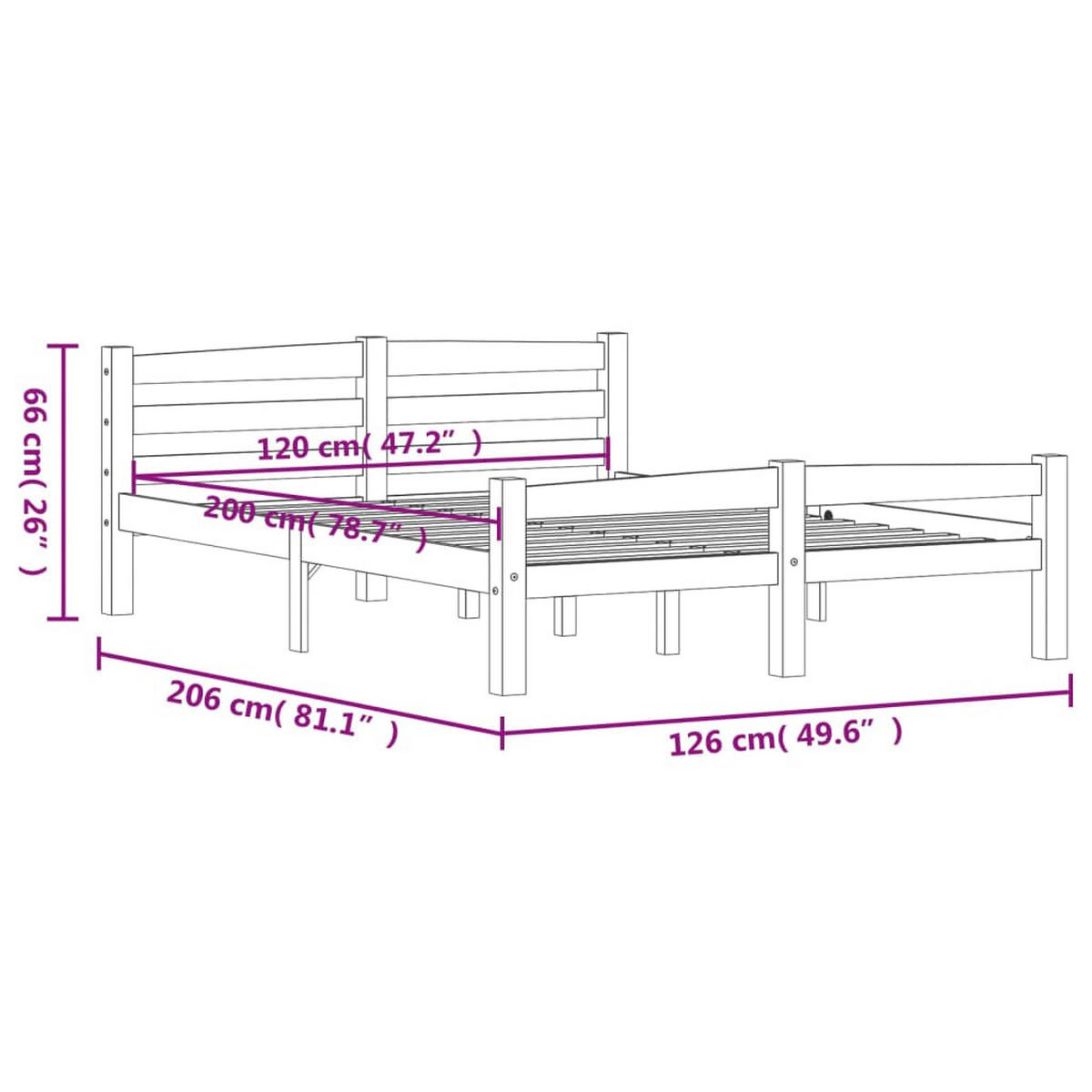 MASSIVHOLZBETT Kiefer 120/200 Cm - Braun, Holz (120/200cm) - vidaXL