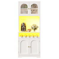HOCHBUFFETSCHRANK 180cm RGB LED App Glastüren Weinregal Weiß - Weiß, Metall (70/180/38.3cm) - FLIEKS