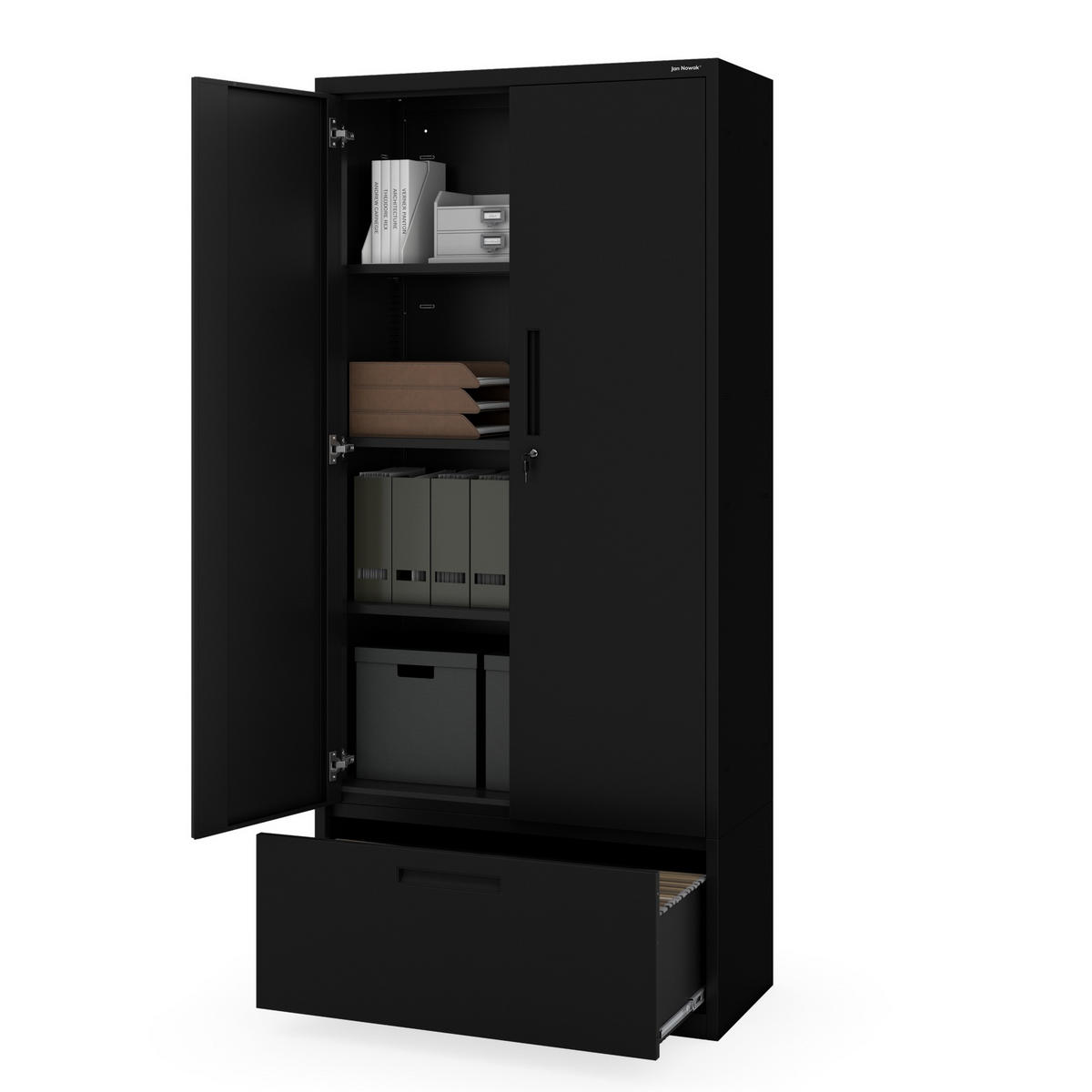 METALLSCHRANK Megan - Schwarz, Metall (90/195/40cm)