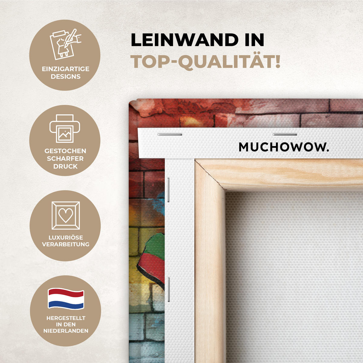 LEINWANDBILD Affe - Graffiti - Musik 20x20 cm - Multicolor, Textil (20/20cm) - MuchoWow