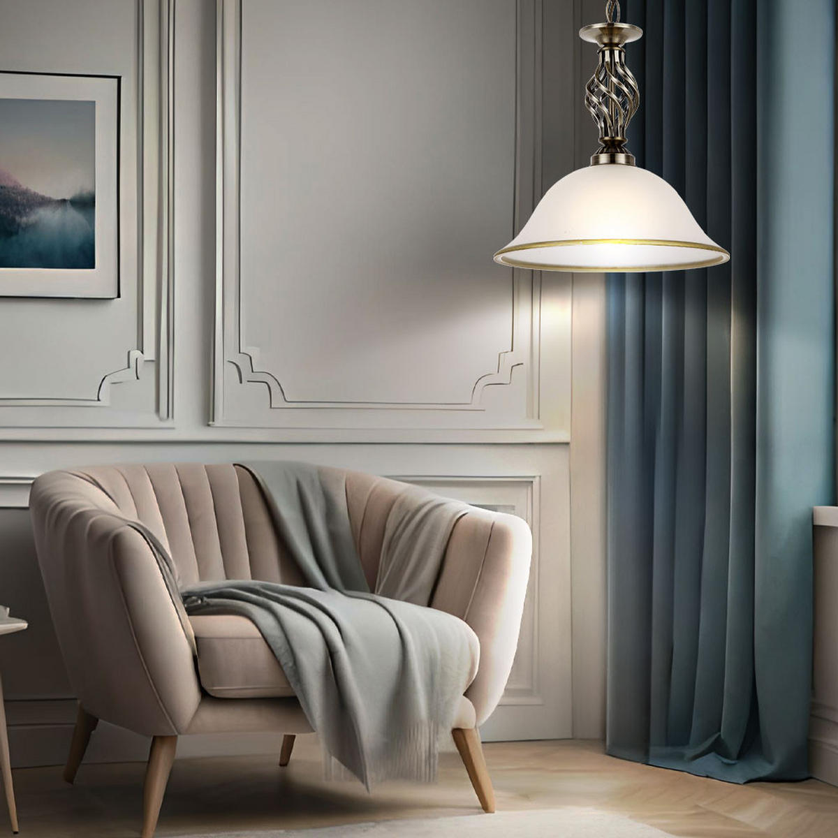 LED HÄNGELEUCHTE ODIN Messing - Messingfarben, Glas (30/30/120cm) - Globo Lighting