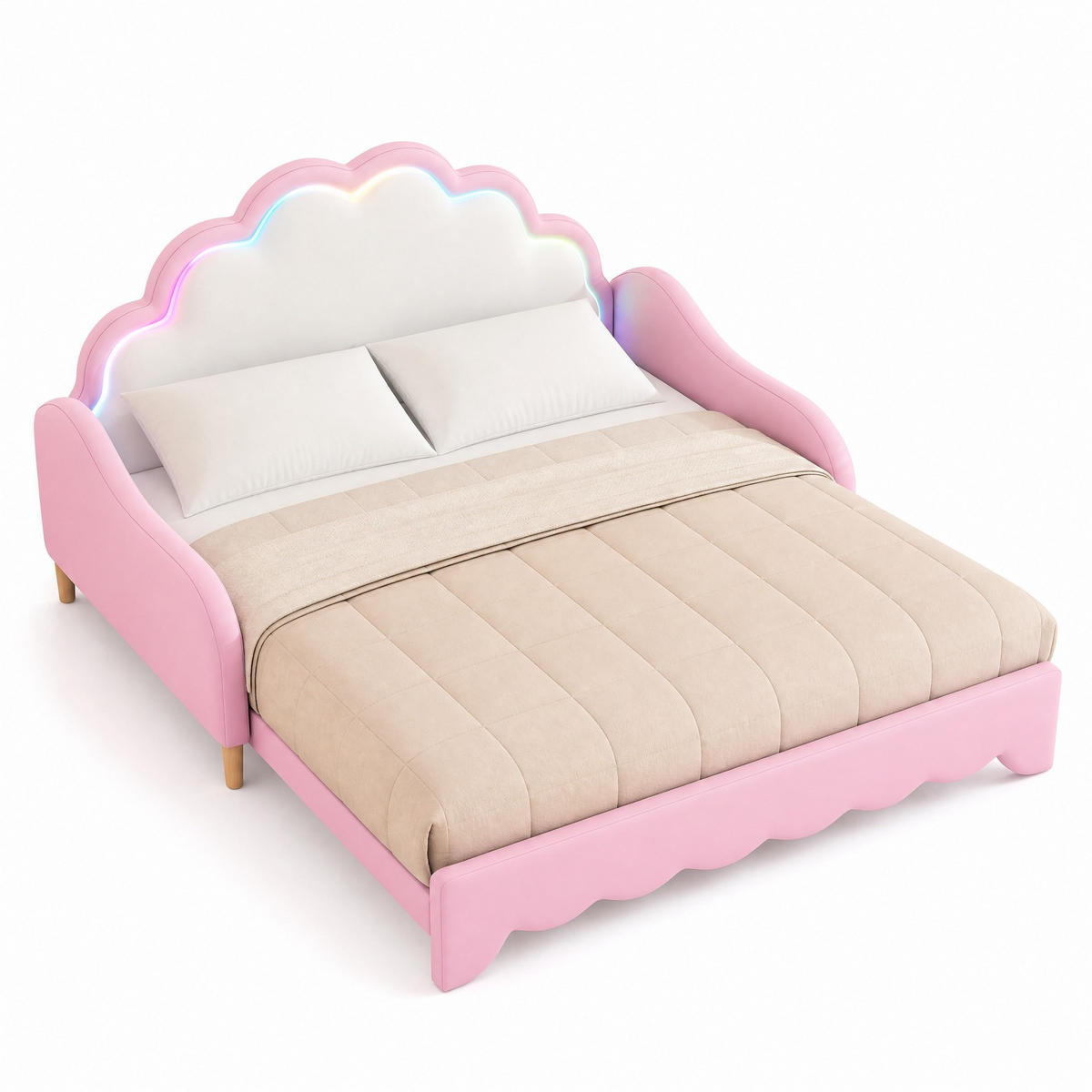 SCHLAFSOFA 140/200 cm in Rosa mit LED - Rosa, Holzwerkstoff/Textil (140/200cm) - CHICFURN