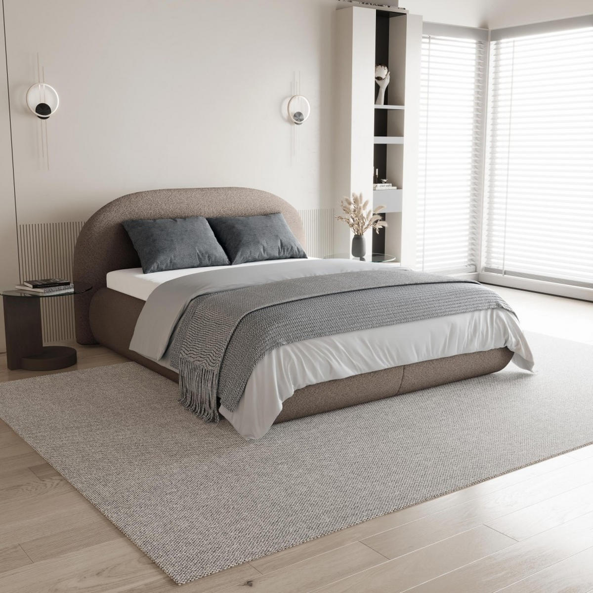 POLSTERBETT Motti mit Matratze und Topper, 140x200 cm, Cappuccino - Cappuccino, Textil (140/200cm) - Beautysofa