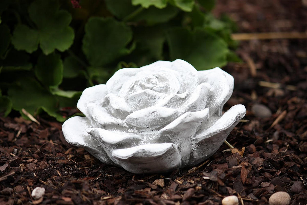 STEINFIGUR Stein Blüte groß, Frostfest, massiver Steinguss - Grau, Stein (15/8/15cm) - stoneandstyle