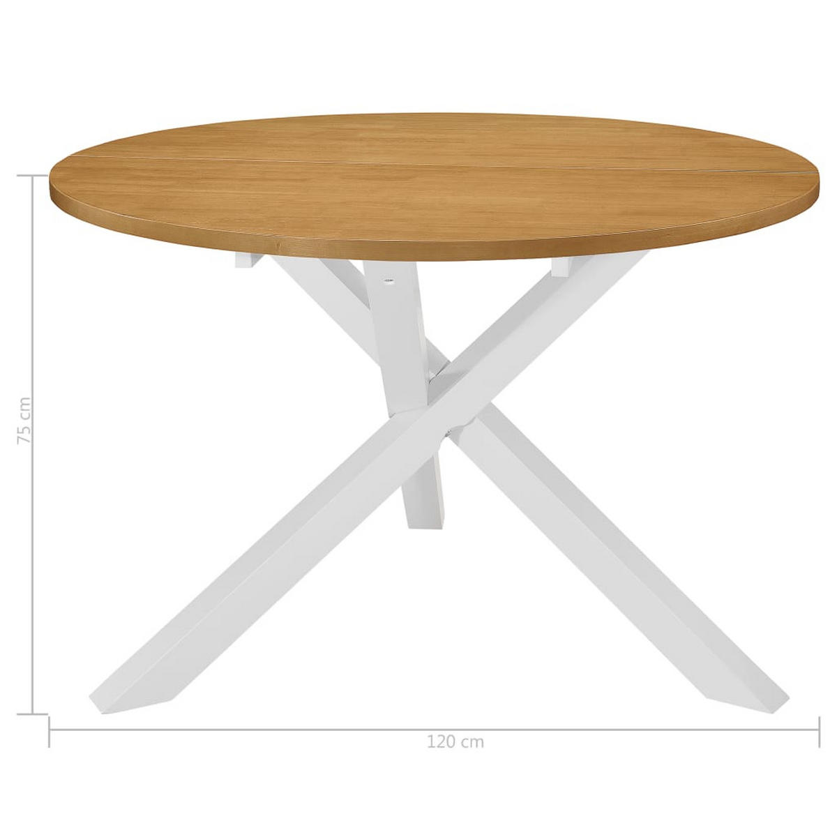 ESSTISCH Weiß 120/75 Cm Mdf - Weiß, Holzwerkstoff (120/120/75cm) - vidaXL